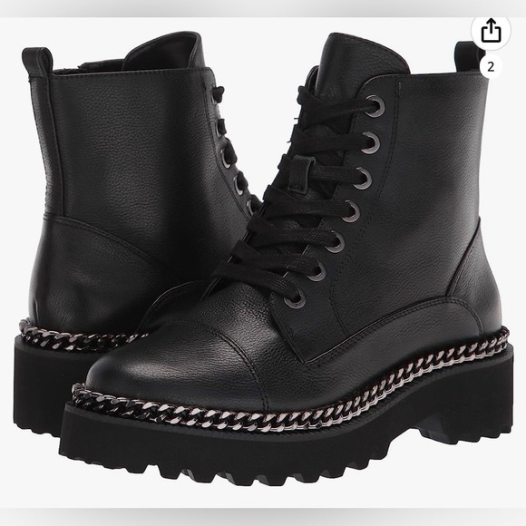 Vince Camuto Shoes - Vince Camuto Women's Mindinta Black Chain Trim Lug Bottom Combat Boot